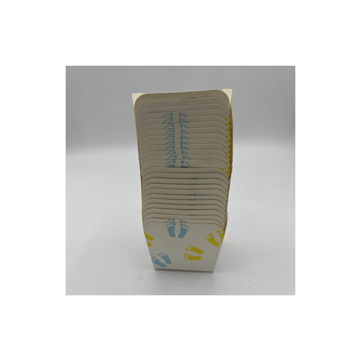 Mavi sarı ayak desenli kare cupcake adet 35 çap 7 cm