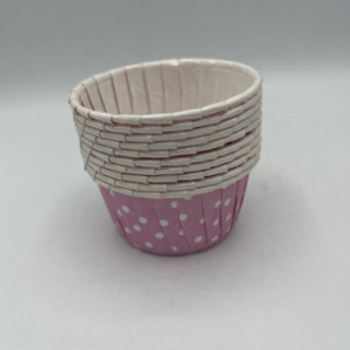 Pembe beyaz puantiyeli muffın kalıp çap:8 Adet:10