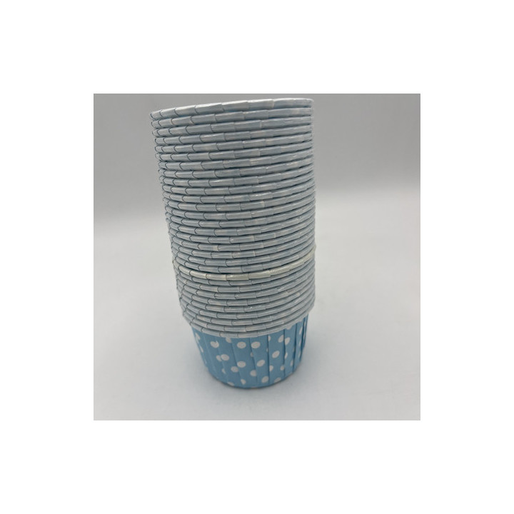 Açık mavi beyaz puantiyeli muffın kalıp çap:7 cm Adet:30