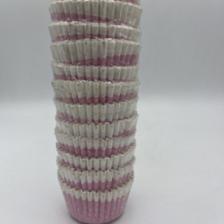 Pembe kenarı beyaz minik puantiyeli cupcake kalıp adet:100