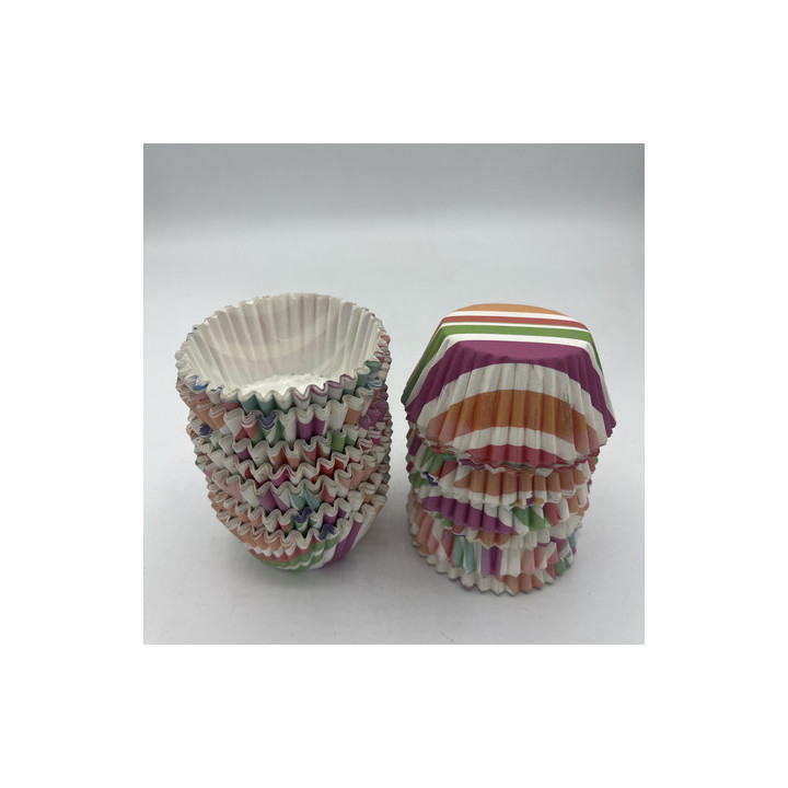Renkli çizgili cupcake kalıp adet:20