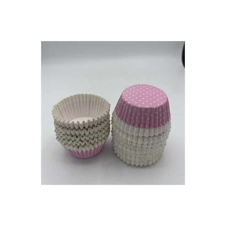 Pembe beyaz kenarlı cupcake kalıp adet:20