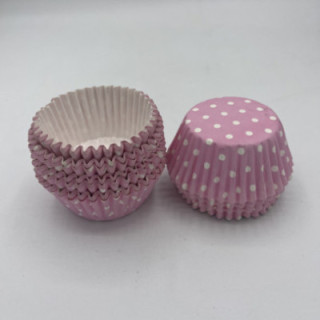 Pembe beyaz puantiyeli cupcake kalıbı adet:20