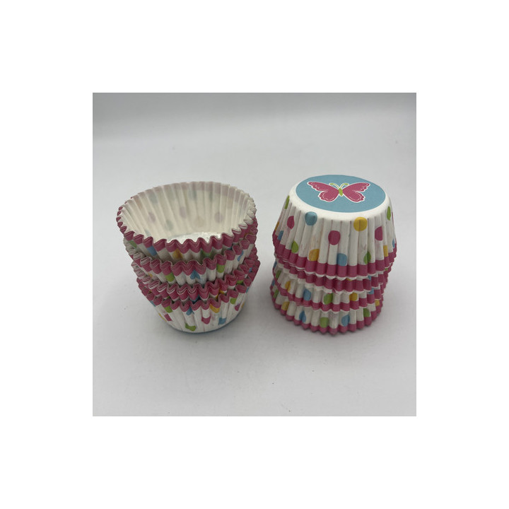 Renkli puantiyeli kelebekli cupcake kalıp adet:20