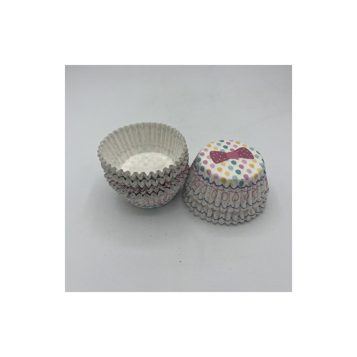 Pembe fiyonk detaylı cupcake kalıbı adet:20