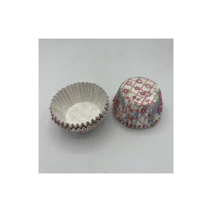 Pembeli mavili çiçek desen cupcake kalıbı adet:20