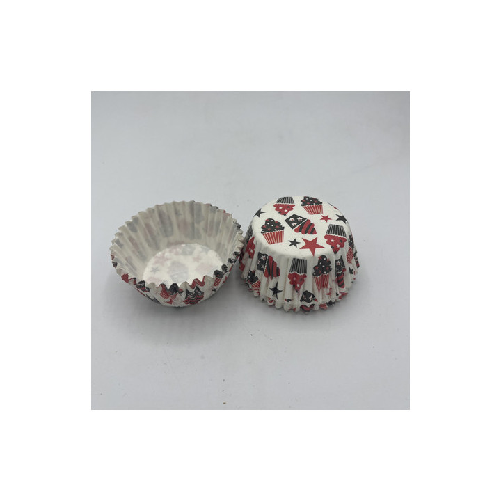 Siyah kırmızı cupcake desen kalıp adet:20