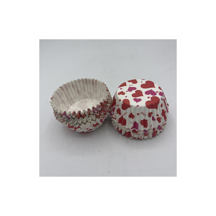 Kırmızı pembe kalp desen cupcake kalıbı adet:20