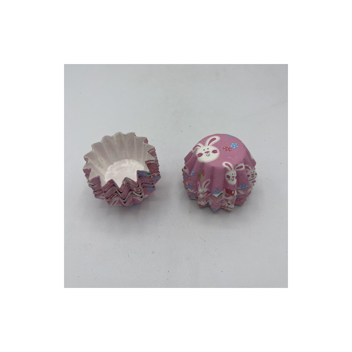 pembe beyaz tavşanlı zikzak kenar mini cupcake kalıbı adet:20