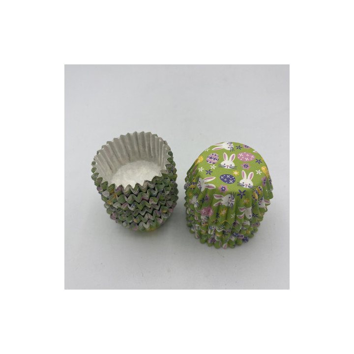 Yeşil beyaz tavşanlı mini cupcake kalıbı adet:20