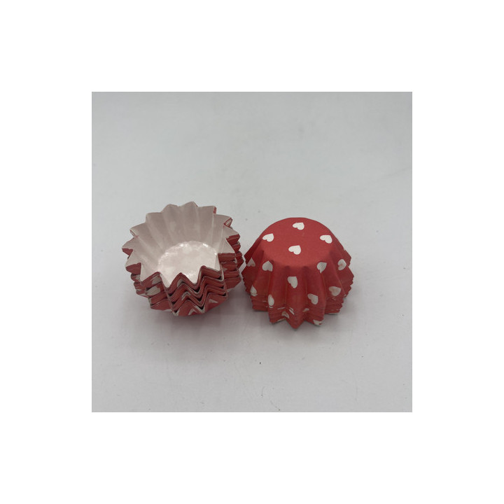Kırmızı beyaz kalpli zikzak kenar mini cupcake kalıbı adet:20