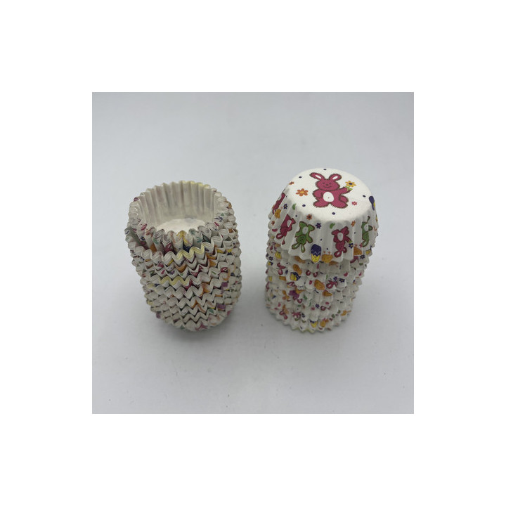 Beyaz pembe yeşil tavşanlı mini cupcake kalıbı adet:20