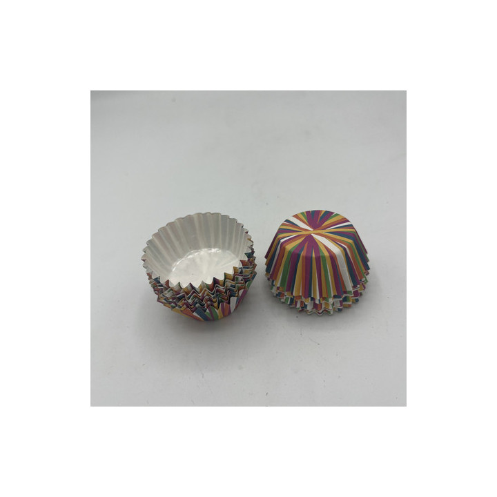 Çok renkli ince çizgili mini cupcake adet:20