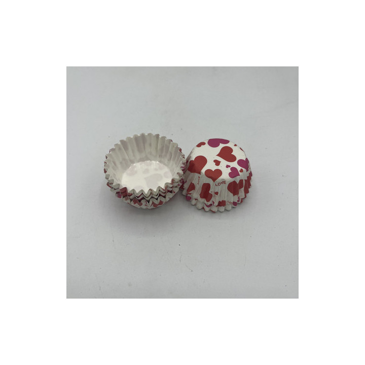 Kırmızı pembe kalp desen mini cupcake kalıbı adet 20