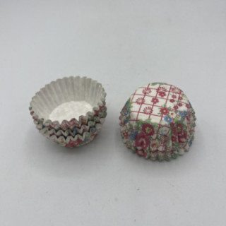 Mavi pembe çiçekli mini cupcake kalıbı adet 20