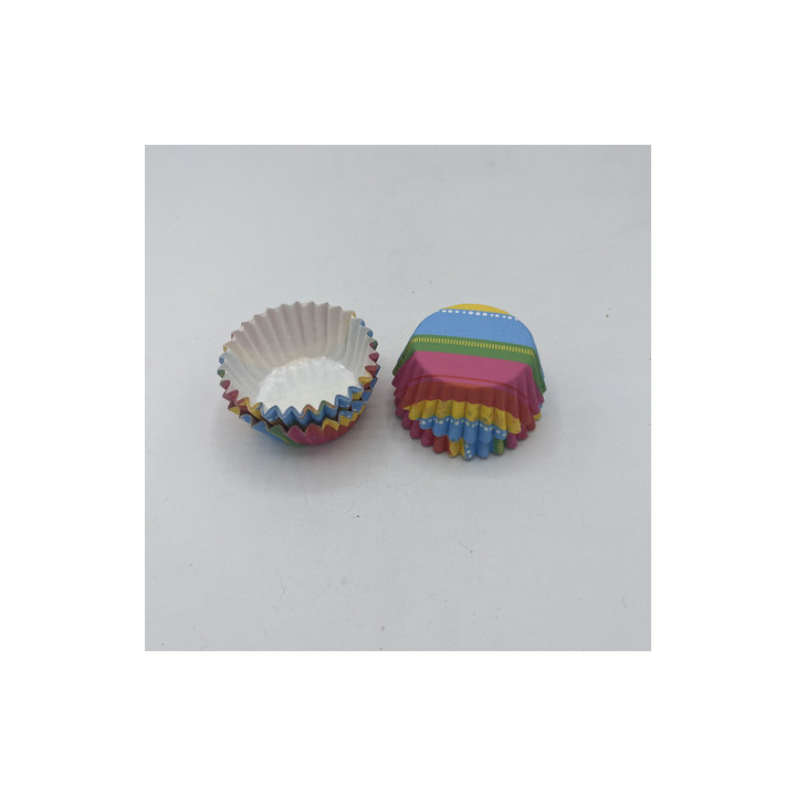 Geniş renkli çizgili cupcake kalıbı adet 20