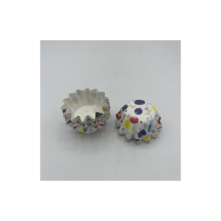 Renkli balonlu zikzak kenar mini cupcake kalıbı adet 20