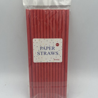 Kırmızı kağıt pipet 25li