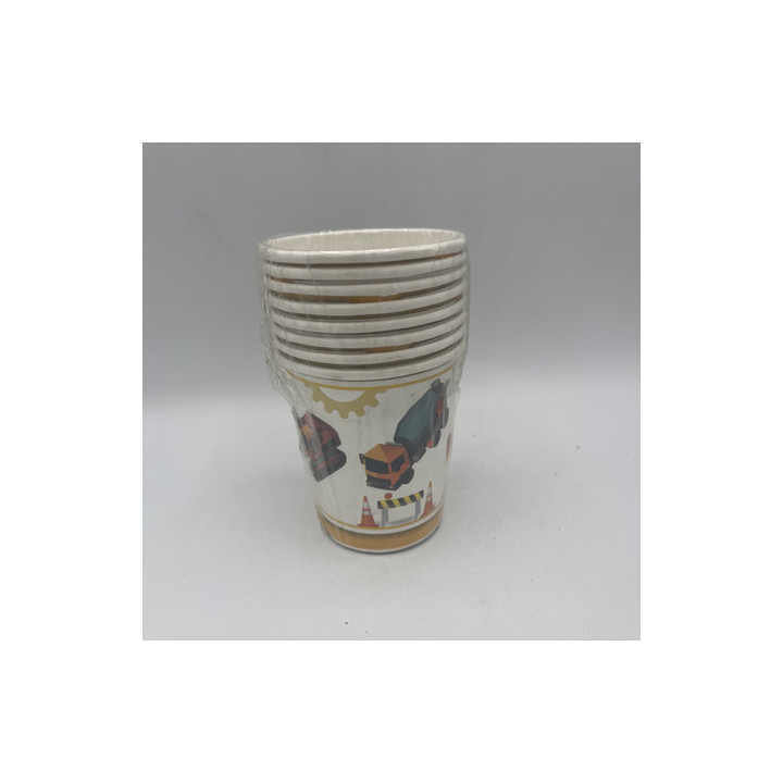Karton bardak inşaat taşıtları desen 220 Ml 8li paket