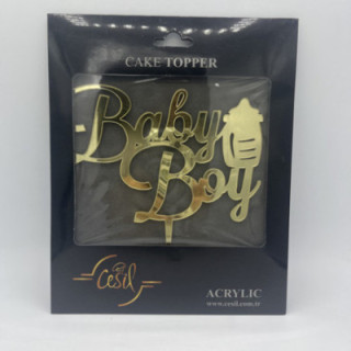 Baby boy pleksi gold renk pasta yazısı