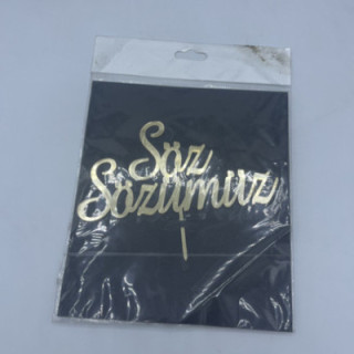 Söz sözümüz pleksi Gold renk pasta yazısı