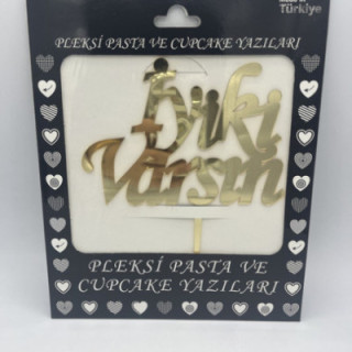 İyiki varsın pleksi Gold renk pasta yazısı