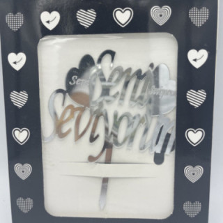 Seni seviyorum pleksi Gümüş renk küçük pasta yazısı