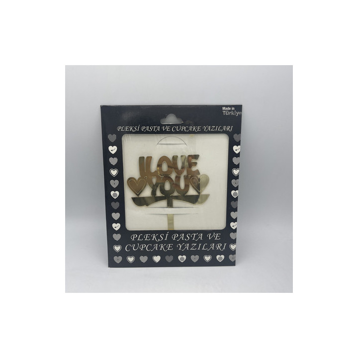 İ love you pleksi Gold renk pasta yazısı