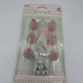 Pembe renkli plastik uçlu küçük krema sıkma torba seti