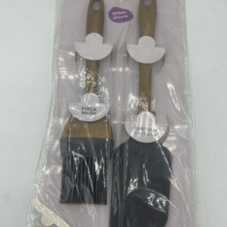 Ahşap saplı gri fırça&spatula seti