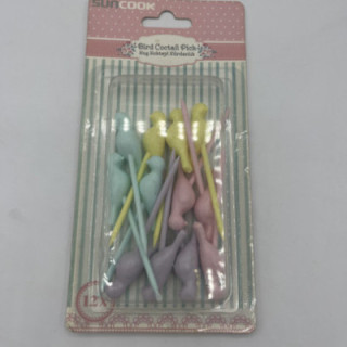 Kuşlu kokteyl kürdan plastik 12li