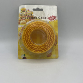 Plastik 5li kurabiye&bisküvi kalıbı turuncu yuvarlak tırtıklı