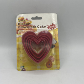 Plastik 5li kurabiye&bisküvi kalıbı kırmızı kalpli