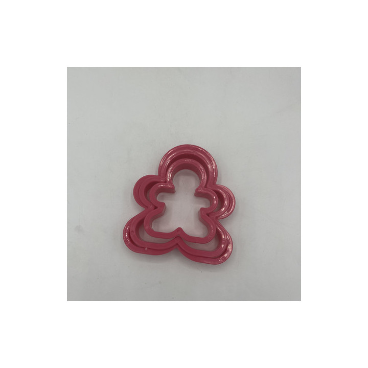 Plastik lü kurabiye adam kalıp 3lü pembe