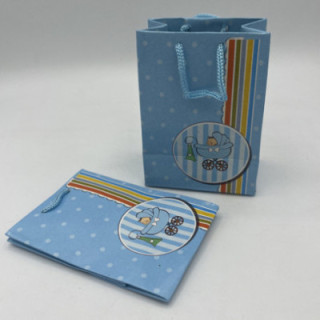 Mavi bebek arabalı ipli küçük çanta poşet