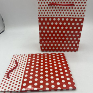 Kırmızı ipli beyaz puantiyeli çanta poşet