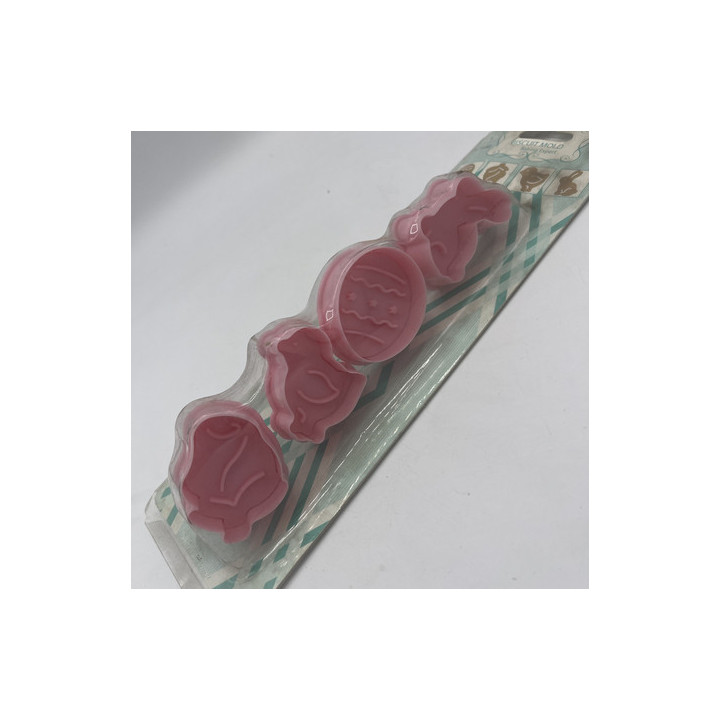 4lü pembe renk basmalı kurabiye&bisküvi kalıbı tavşanlı civcivli