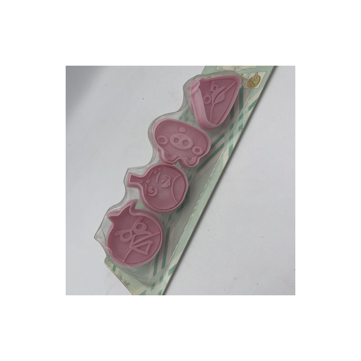 4lü pembe renk basmalı kurabiye&bisküvi kalıbı angry birds