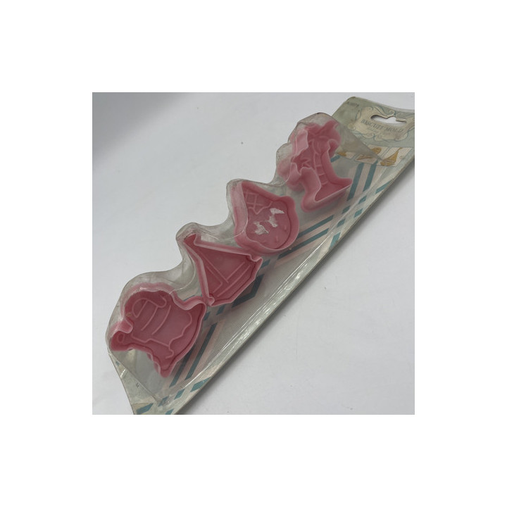 4lü pembe renk basmalı kurabiye&bisküvi kalıbı palmiye dondurma