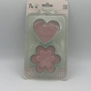 Pembe&Su yeşili kalpli çiçekli kurabiye kalıbı basmalı ikili