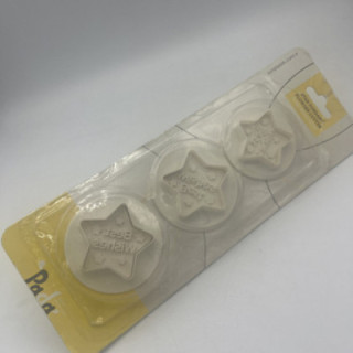 Üçlü beyaz best wishes yazılı yıldız şekil basmalı kalıp plastik