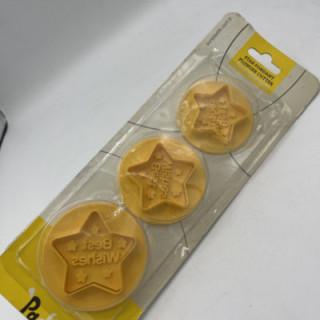 Üçlü turuncu best wishes yazılı yıldız şekil basmalı kalıp plastik