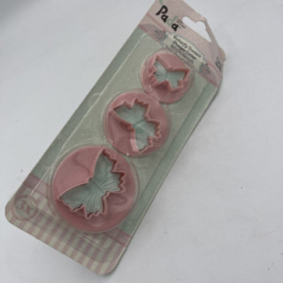 Üçlü pembe mavi kelebek şekilli basmalı kalıp plastik