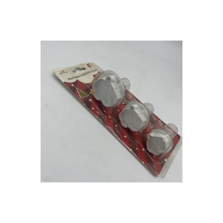 Üçlü beyaz noel baba şekilli basmalı kalıp plastik kopat