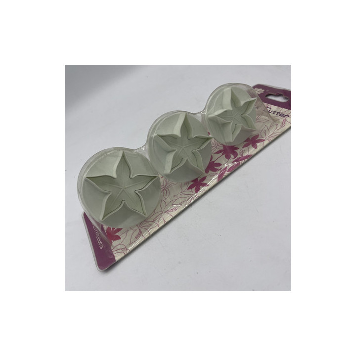 Üçlü beyaz yıldız yaprak basmalı kalıp plastik