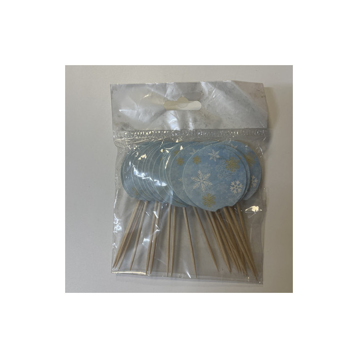 Yuvarlak mavi kar tanesi kürdan seti 20li