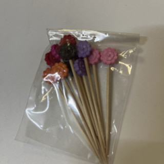 Renkli çiçekli kürdan seti