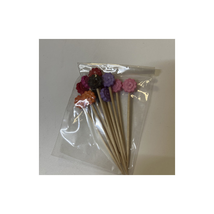 Renkli çiçekli kürdan seti