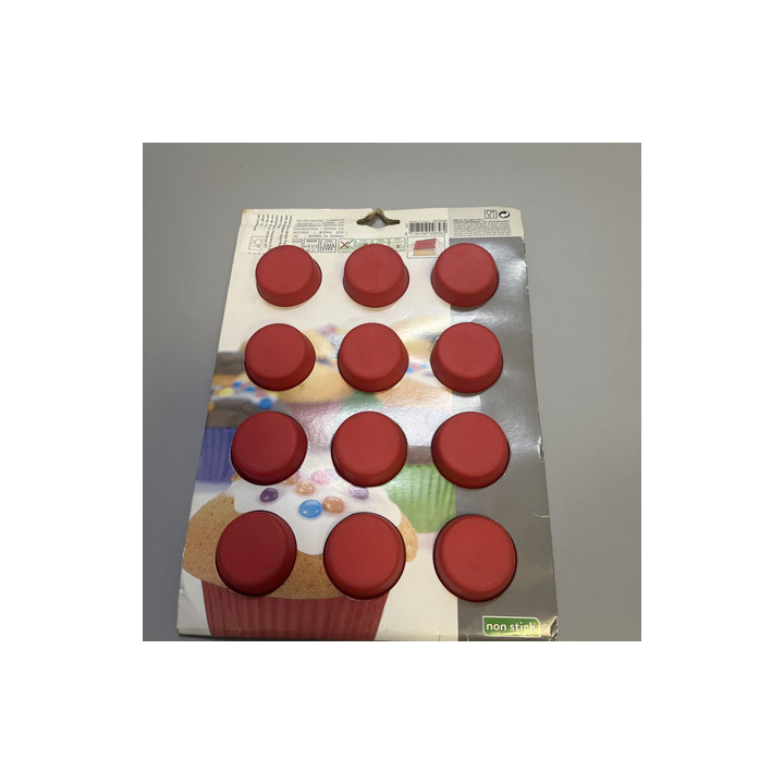 Kırmızı renk 12 Li bölümlü yuvarlak silikon kalıp