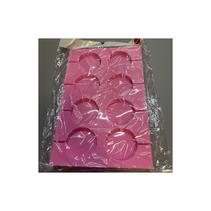 Pembe renk 8li Çubuklu yuvarlak lolipop kalıp
